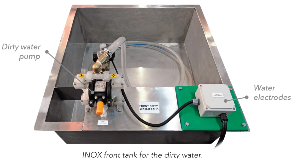 ENVIRO1000 stainless steel dirty water tank with pump and water electrodes