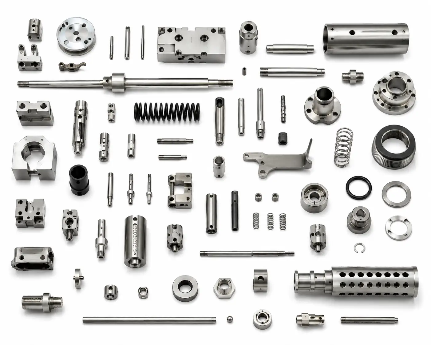 Metal Parts for Surface Finishing Processes Mixed metal parts prepared for industrial surface finishing processes